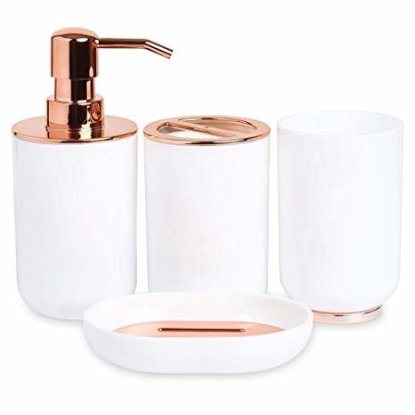 pink  and gold bathroom decor